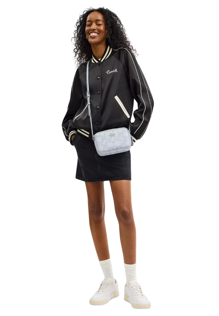 ( PREORDER ) Coach Mini Jamie In Sketch Signature Canvas Crossbody Bag In Silver Ice Blue CBL94