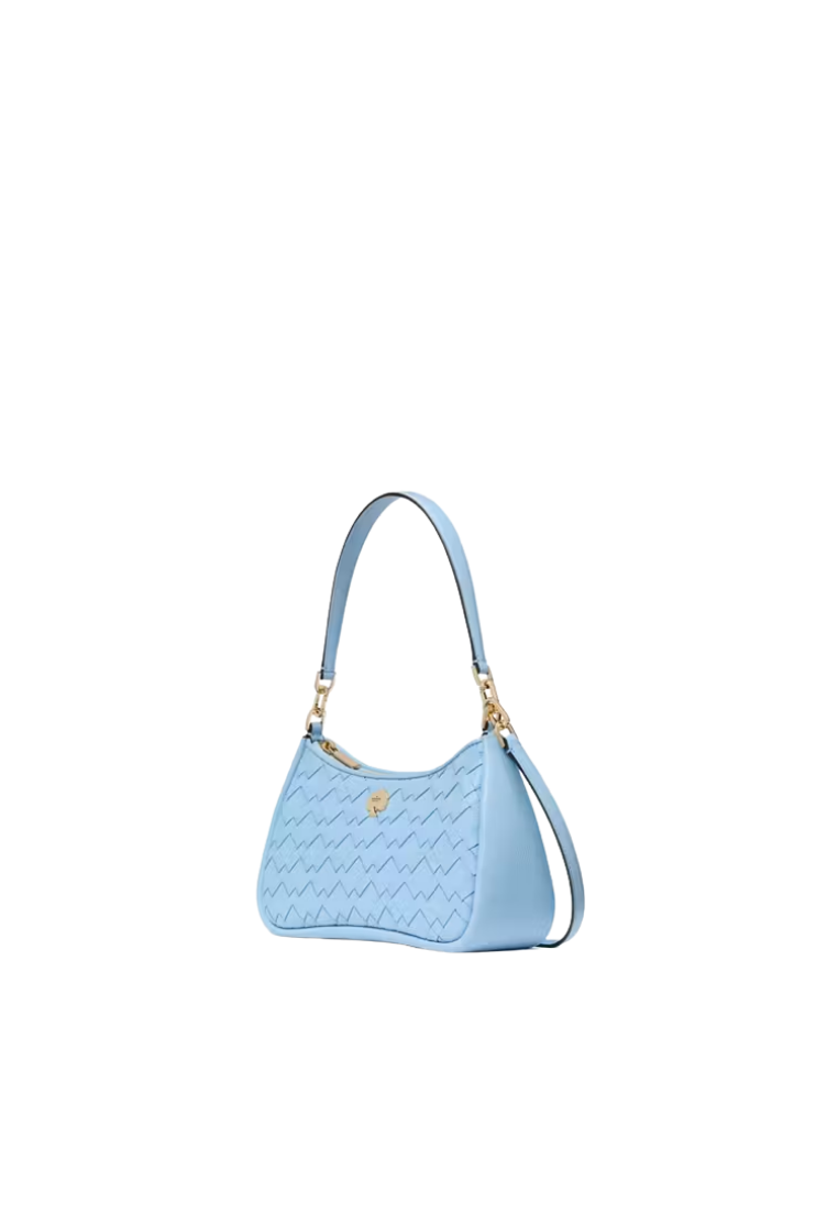 ( PREORDER ) Kate Spade Kayla Woven Leather Small Shoulder Bag In Mountauk Blue KL026