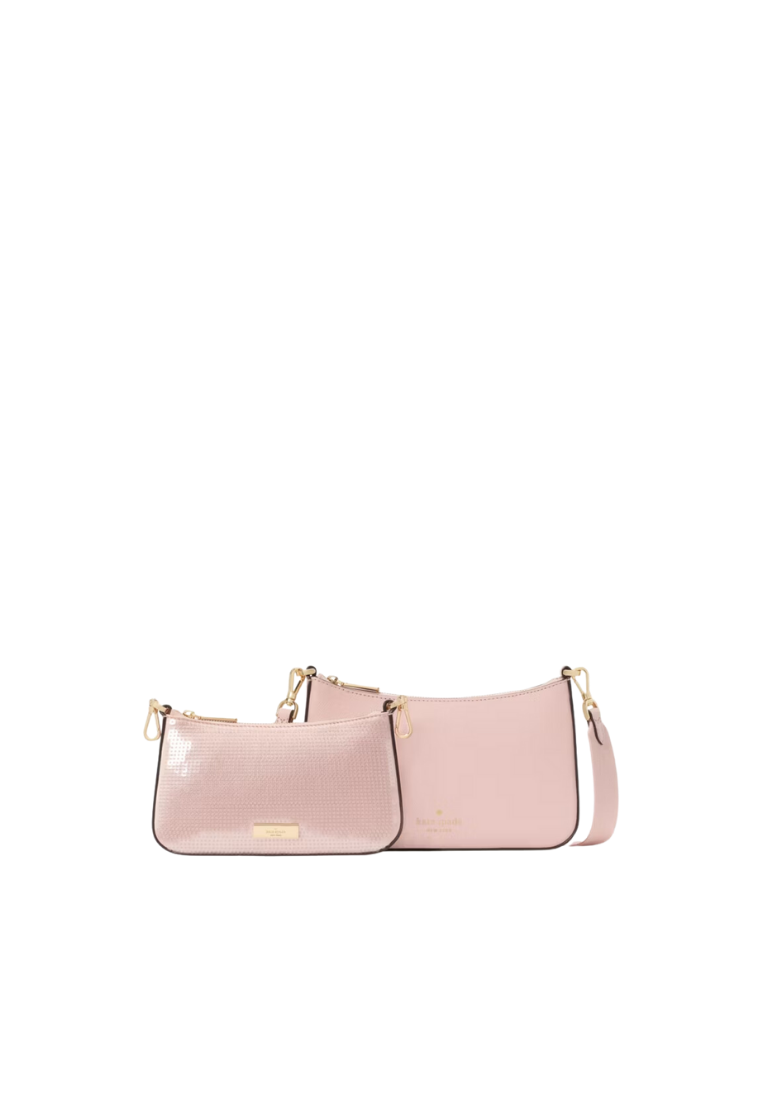 ( PREORDER ) Kate Spade Duet Satin Sequin Crossbody Bag In Rose Smoke KK262