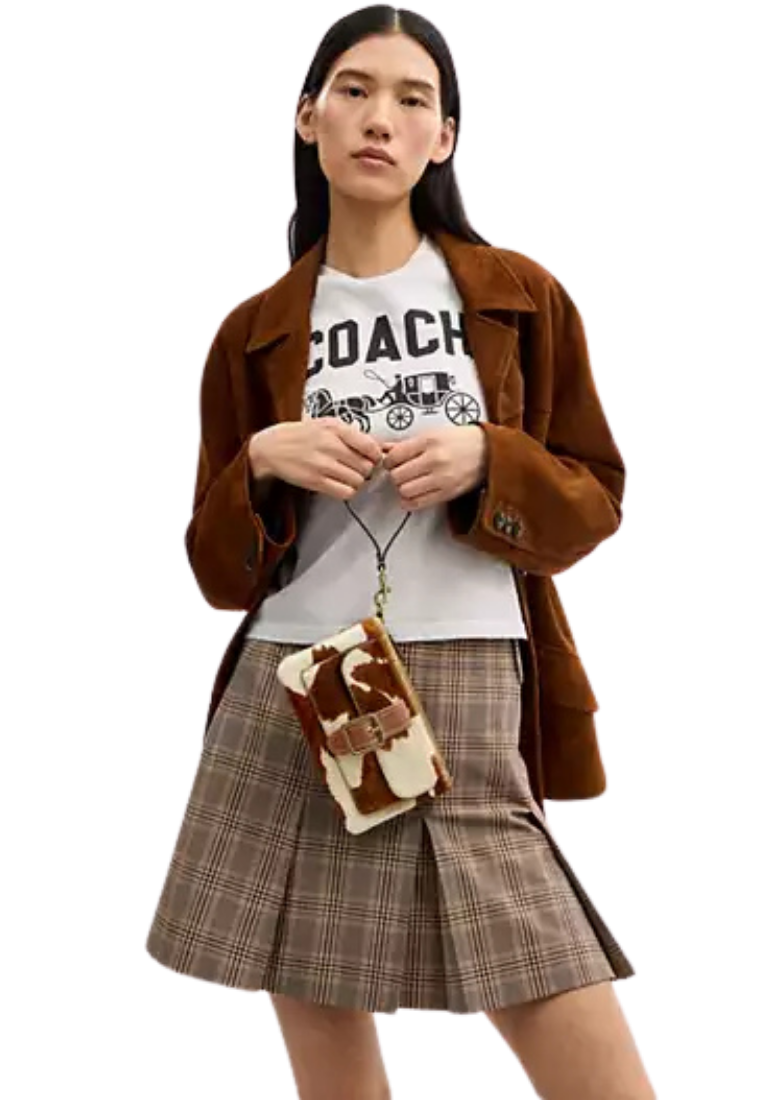 ( PREORDER ) Coach Ashton In Haircalf With Cow Print Wristlet In Cow Multi CDY07