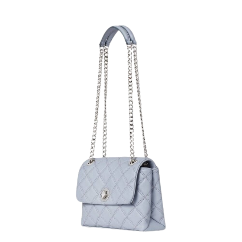 Kate Spade Small Quilted Natalia WKRU7074 Flap Crossbody Bag In Brushed Steel