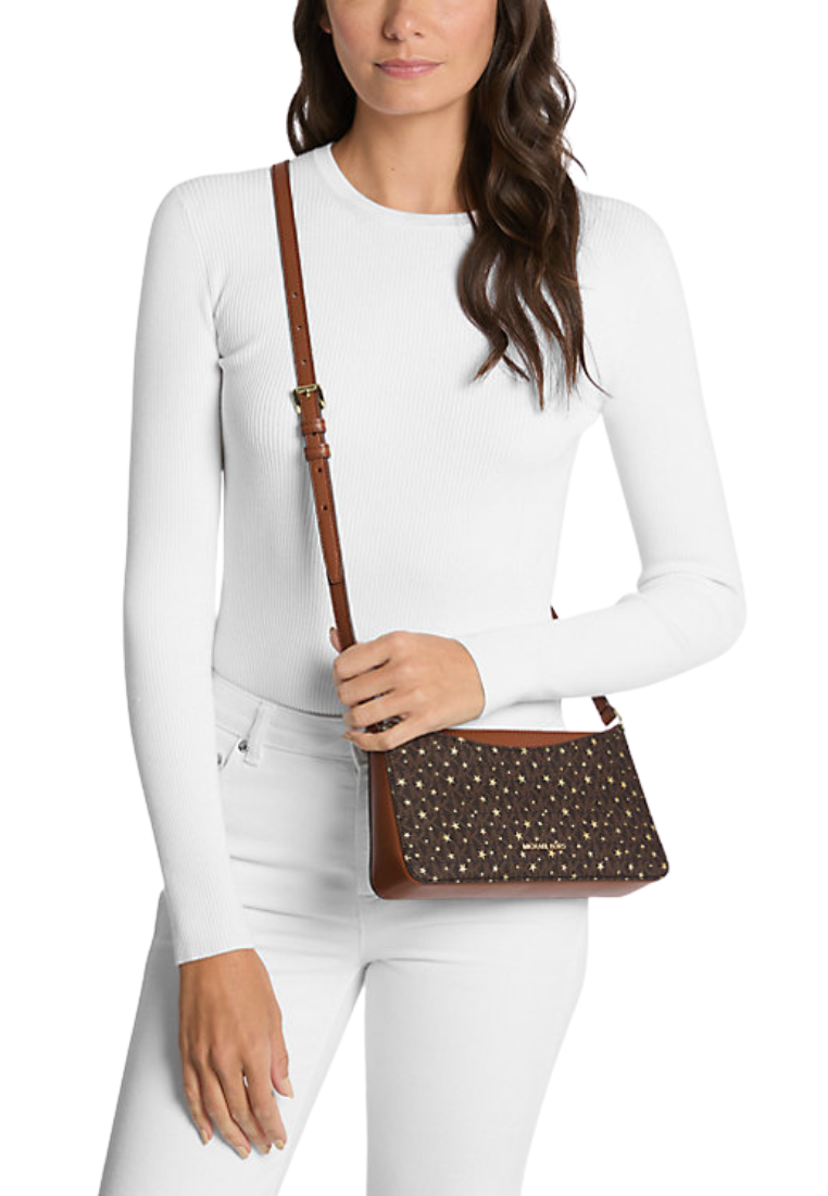 ( PREORDER ) Michael Kors Arden Medium Printed Signature Logo Crossbody Bag In Brown 35F5G4XC8I