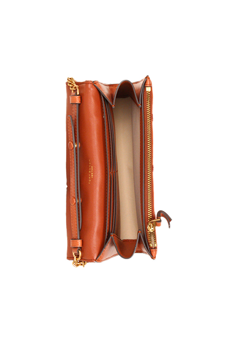 Tory Burch Willa Shine Chain Wallet In Dark Whiskey 174126