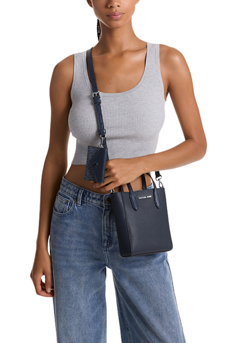 Michael Kors Vincent Extra Small Logo Crossbody Bag With Card Holder In Navy Bleu Marine 35F4S2VC0T