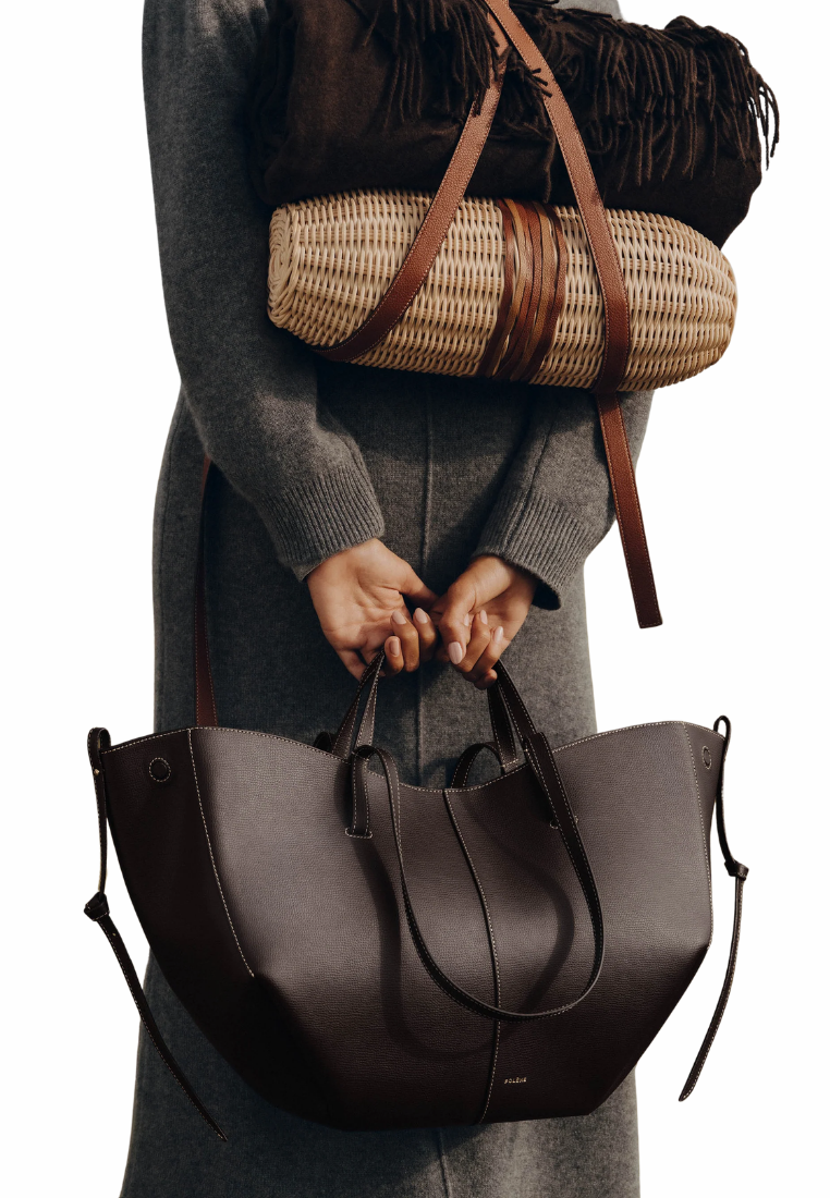 ( PREORDER ) Polene Cyme Tote Bag In Textured Ebony