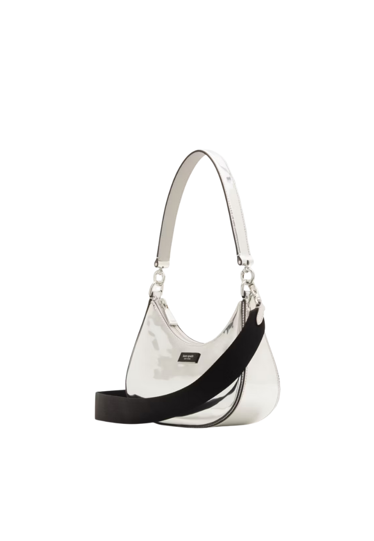 ( PREORDER ) Kate Spade Sam Icon Metallic Small Convertible Crossbody Bag In Silver KH071
