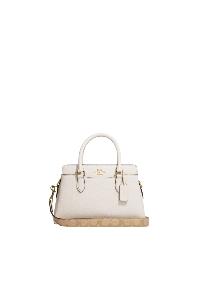 Coach Mini Darcie Carryall Bag Signature Canvas Detail In Chalk CH502