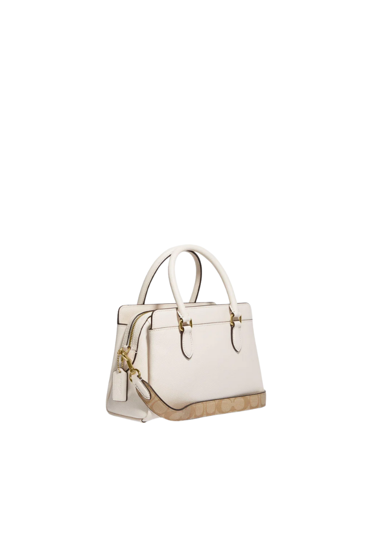 Coach Mini Darcie Carryall Bag Signature Canvas Detail In Chalk CH502