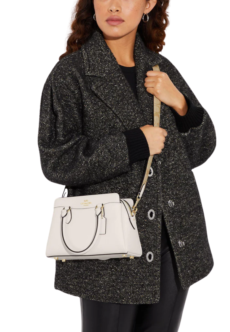 Coach Mini Darcie Carryall Bag Signature Canvas Detail In Chalk CH502