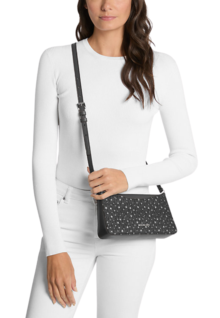 ( PREORDER ) Michael Kors Arden Medium Printed Signature Logo Crossbody Bag In Black 35F5S4XC8I