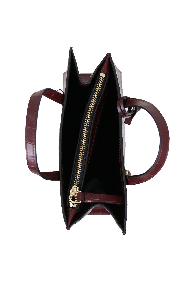 Marc Jacobs Mini Grind Tote Bag Croc Embossed In Syrah H037L01RE22