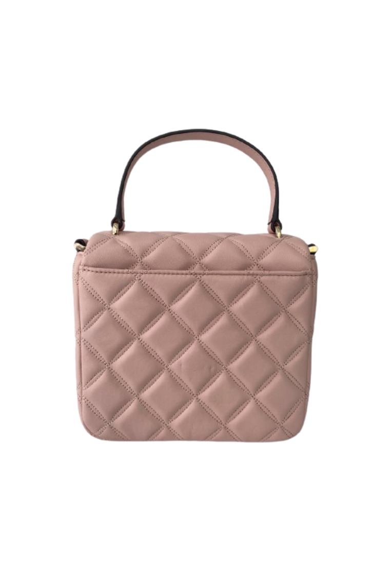 ( AS IS ) Kate Spade Natalia Quilted Leather Square K8162 Crossbody in Rose Smoke