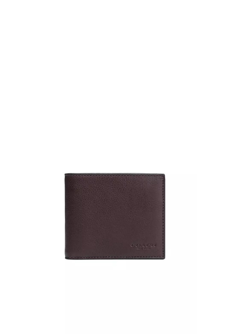 Coach Mens Compact ID Wallet F74991 In Mahogany