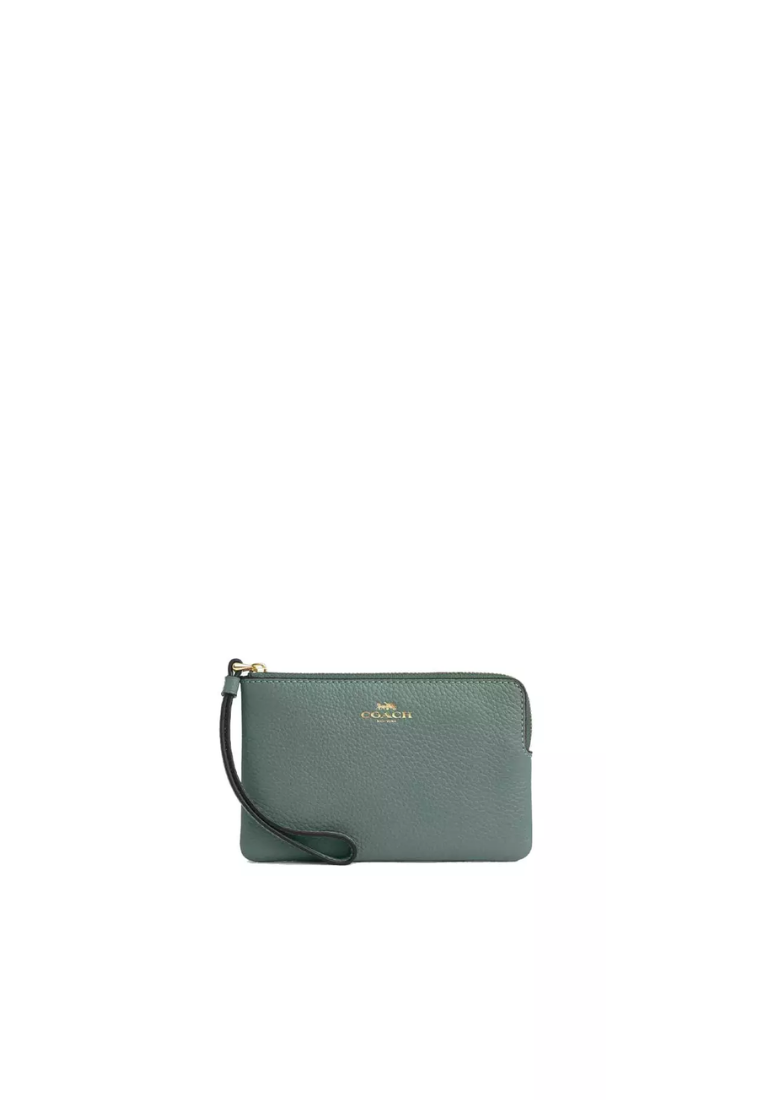 Coach Corner Zip Wristlet In Sage CP483
