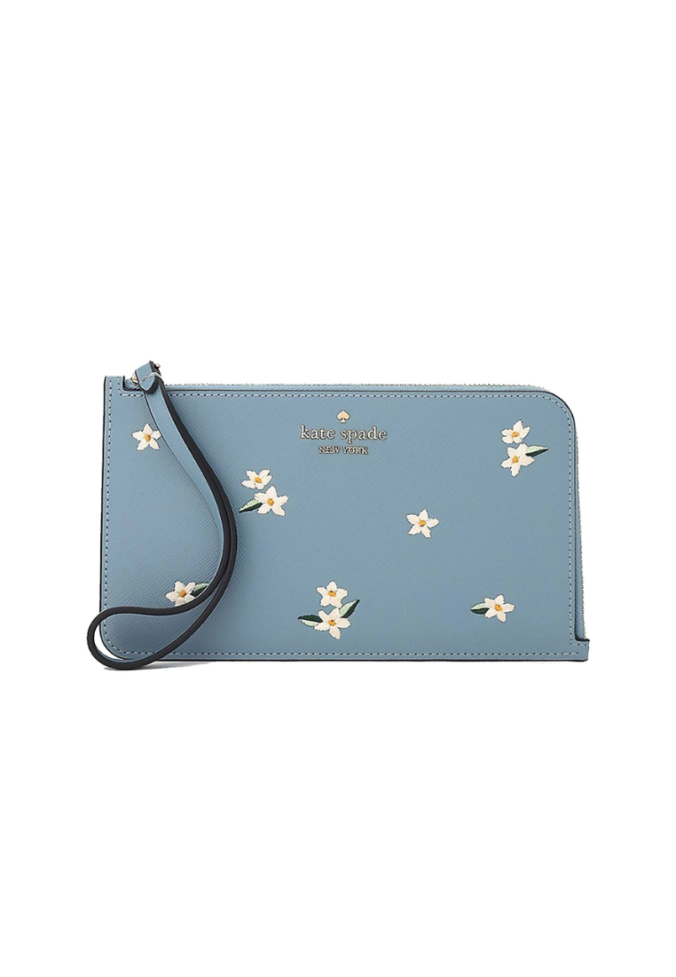 Kate Spade Medium L-zip Lucy Wristlet In Polished Blue KD903