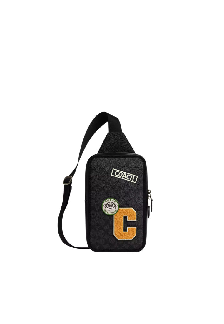 Coach Sullivan Pack Crossbody Bag With Patches In Charcoal Multi CY820