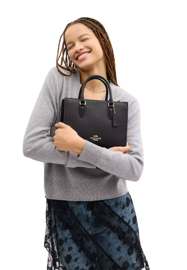 ( PREORDER ) Coach Maggie Small Tote Bag In Gold Black CY668