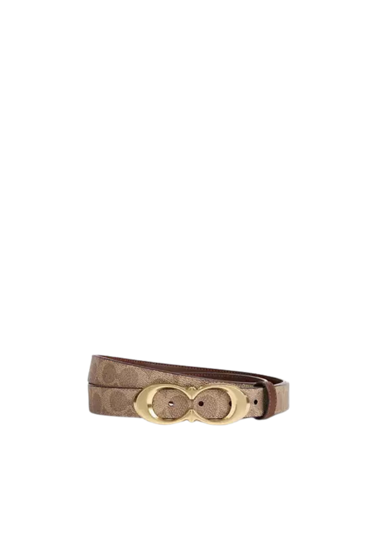 Coach Buckle Belt Signature In Gold Tan Brown CX061