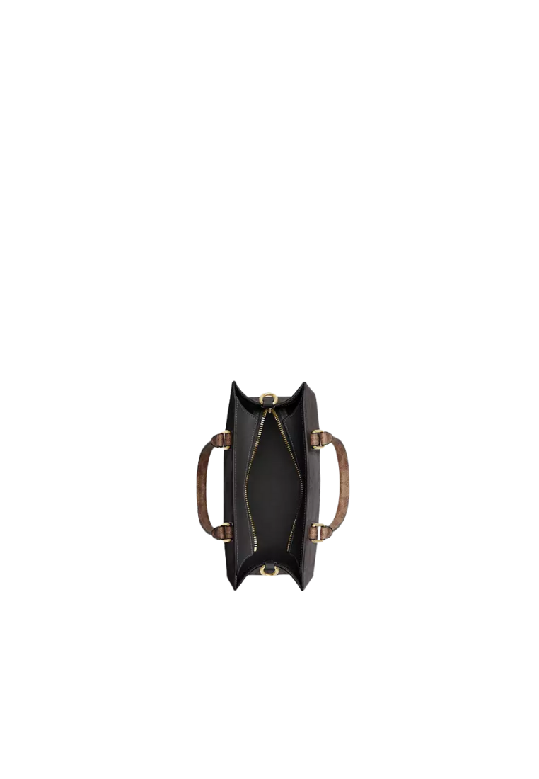 ( PREORDER ) Coach Maggie Small In Blocked Signature Canvas Tote Bag In Gold Walnut Tan CY676