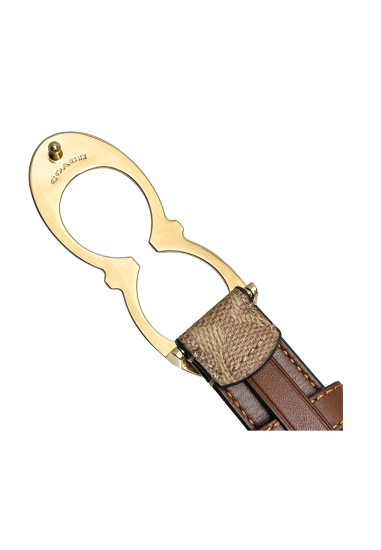 Coach Buckle Belt Signature In Gold Tan Brown CX061