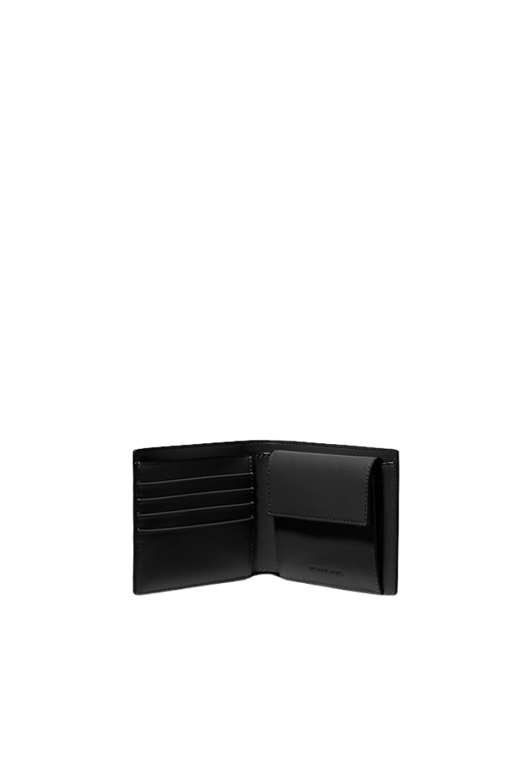 Michael Kors Cooper Pebbled Leather Billfold Wallet With Coin Pouch In Black 36S4LCOF3I