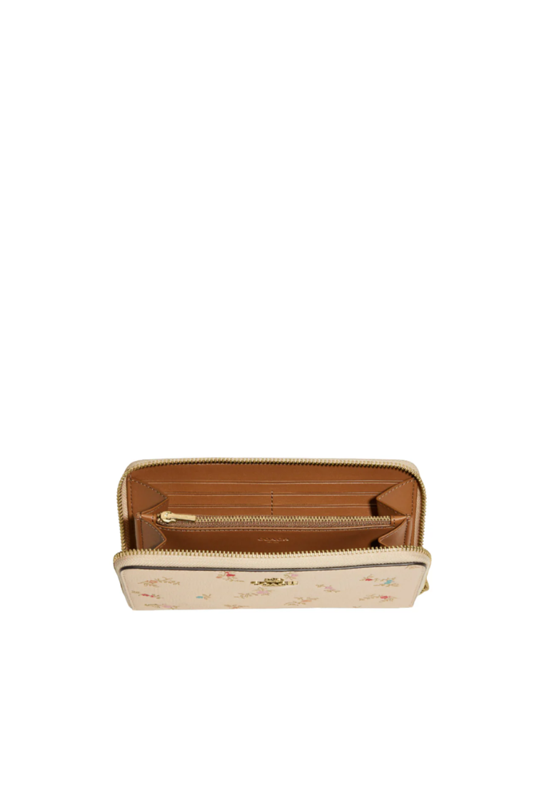 Coach Accordion Zip Wallet With Antique Floral Print In Ivory C7185