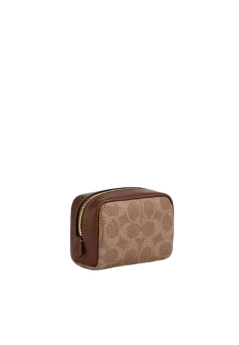 Coach Pouch Wristlet Signature Canvas In Tan Brown CW907