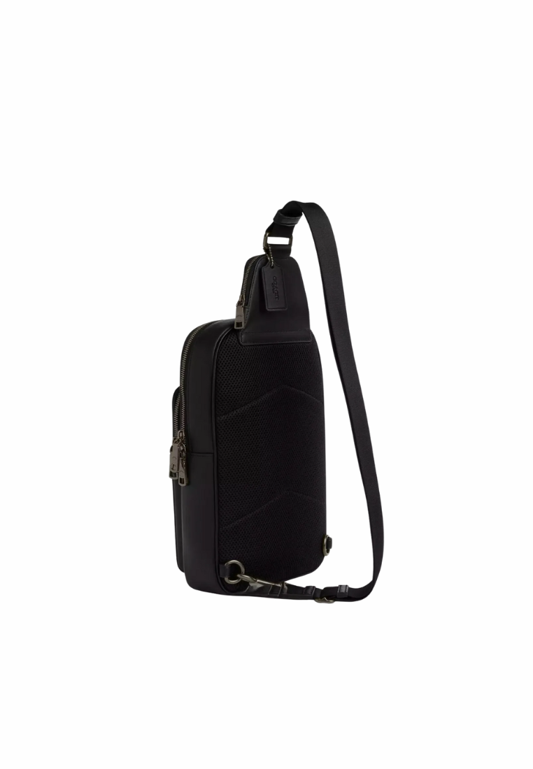 Coach Ethan Pack In Blocked Signature Canvas Sling Bag In Charcoal Black CZ393