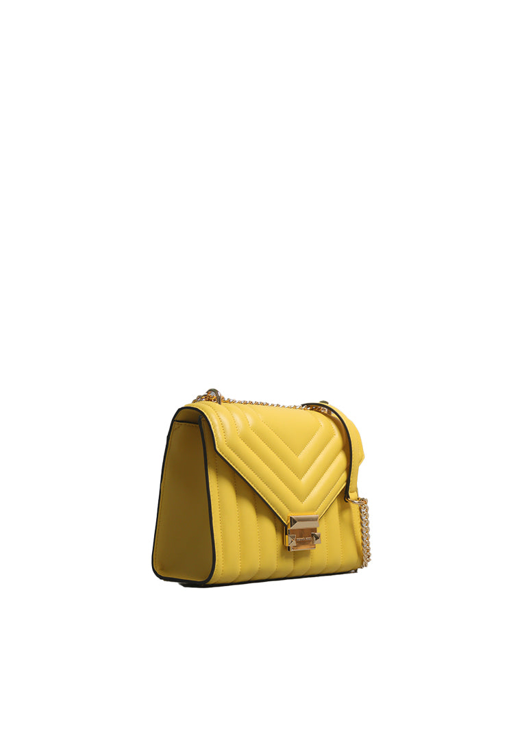 Michael Kors Whitney Medium Quilted Flap Shoulder Bag In Golden Yellow 35R4GWHL6U