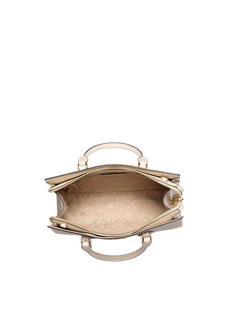 Michael Kors Sheila Medium Signature Logo and Metallic Top Handle In Pale Gold 35F4G6HS3V