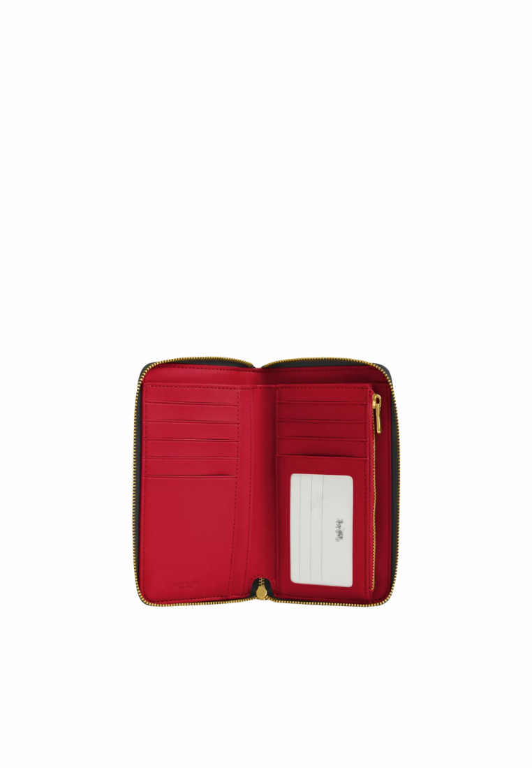 Coach Medium ID Zip Wallet Signature In Walnut Bold Red CW781