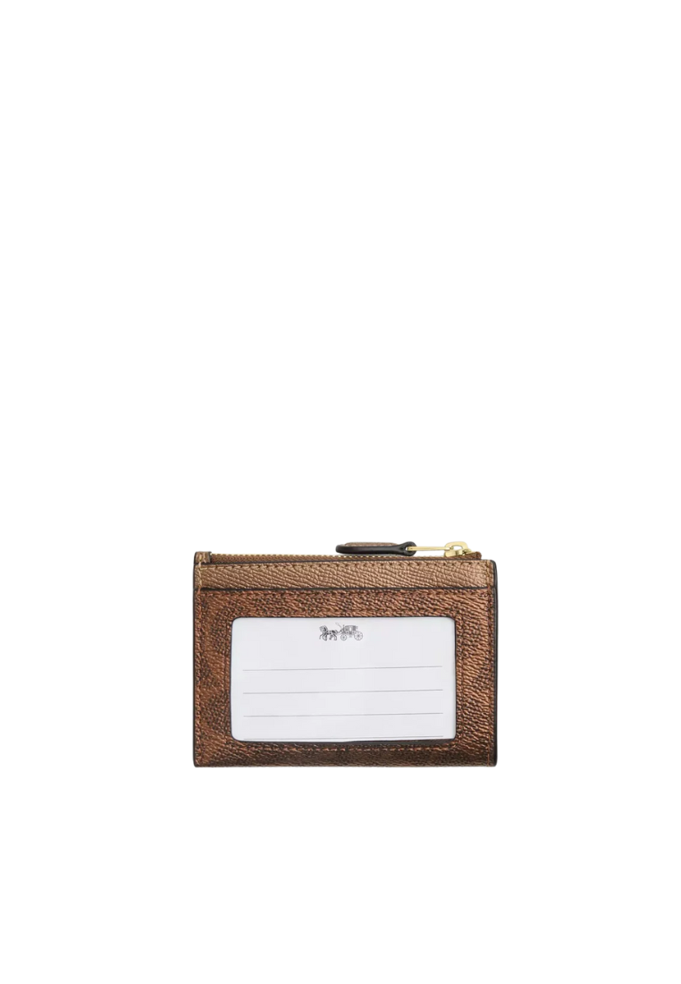 Coach Mini Skinny ID Card Case In Signature Canvas In Brown Copper CCS50