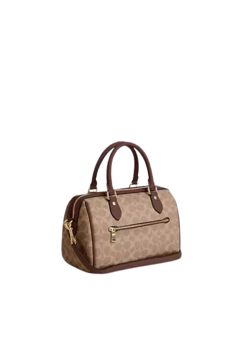 Coach Rowan In Signature Canvas Satchel Bag In Tan Brown CV961