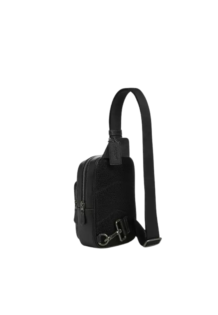 Coach Racer Sling Pack Varsity Messenger Bag In Black Chalk CAJ39