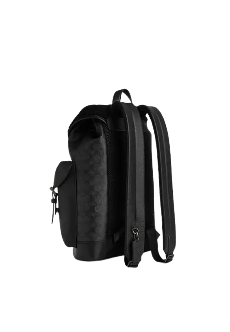 Coach Warner In Signature Canvas Backpack In Charcoal Black CY781