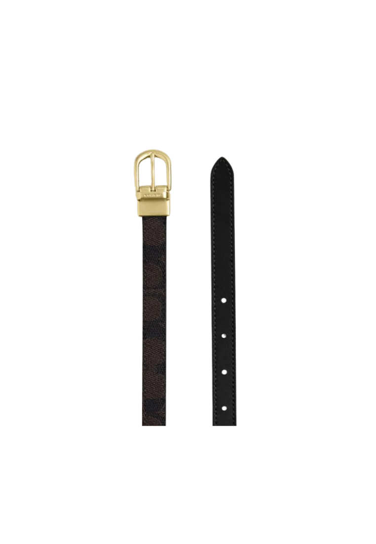 Coach Classic Buckle Belt Cut to Size Reversible In Gold Walnut Black CX058