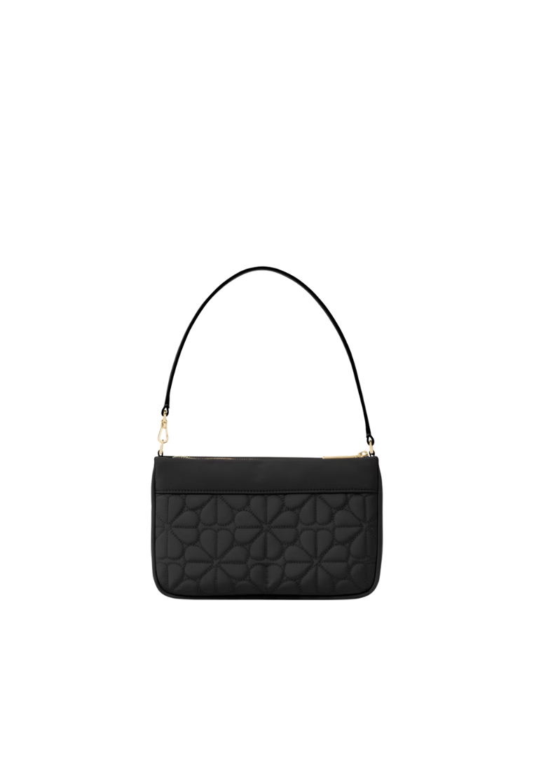 Kate Spade Flower Quilted Fabric Wristlet In Black KK255