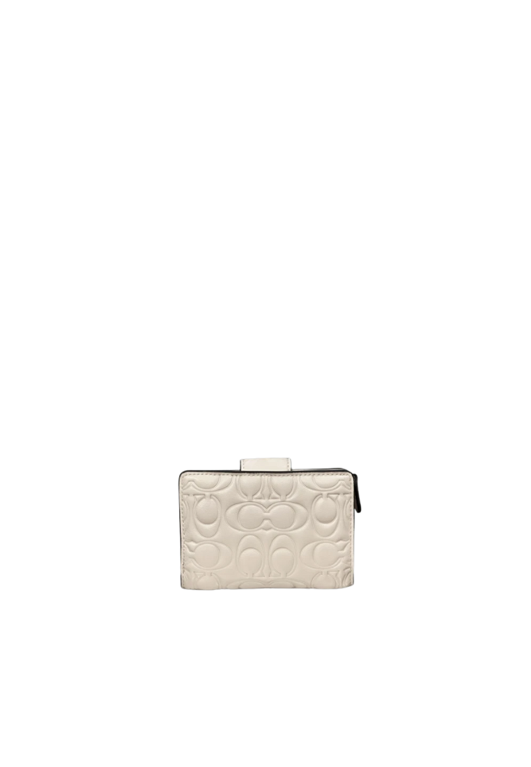 Coach Medium Corner Zip Wallet in Signature Embossed In Chalk CZ341