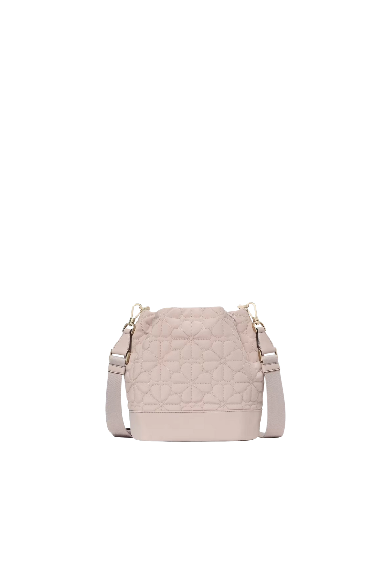 ( AS IS ) Kate Spade Spade Flower Quilted Bucket Bag In Cozy Grey KK076