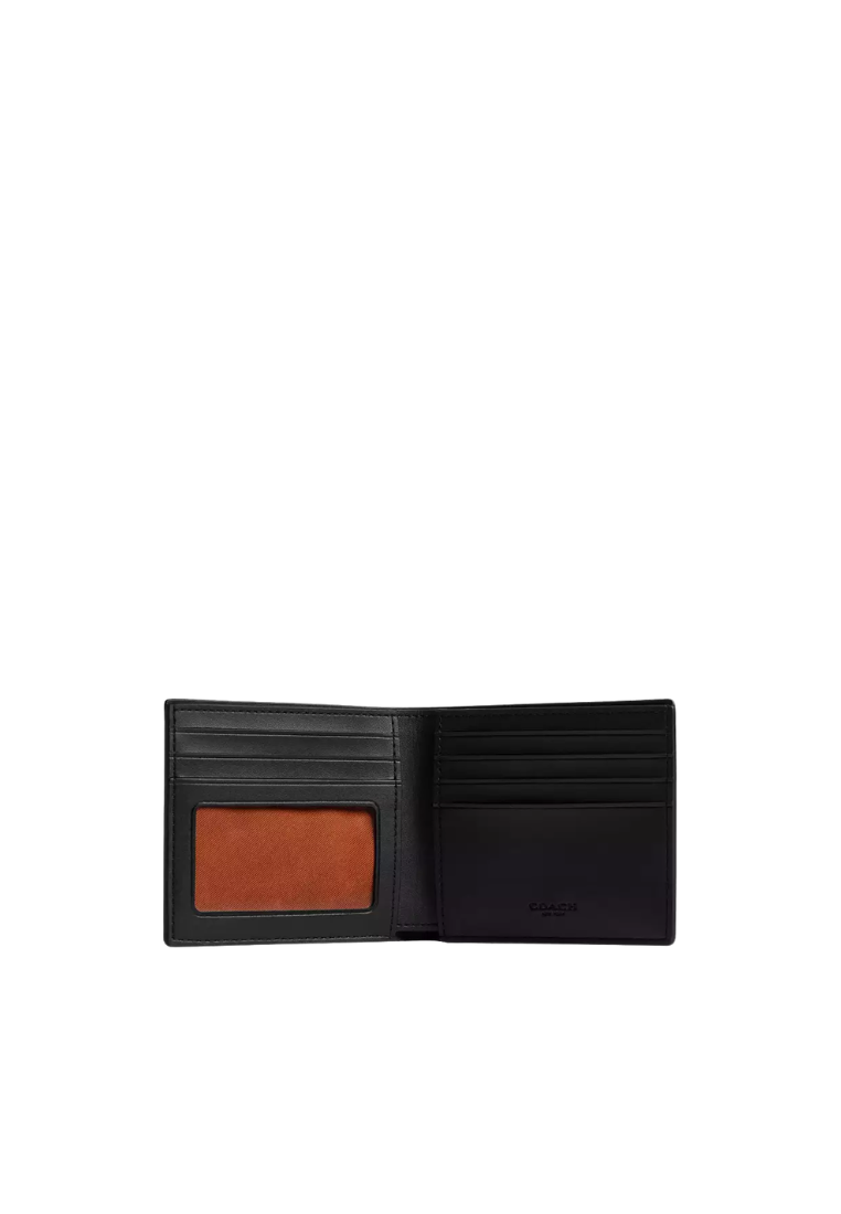 Coach Id Billfold Wallet Wallet Signature Canvas In Tan Black CY394