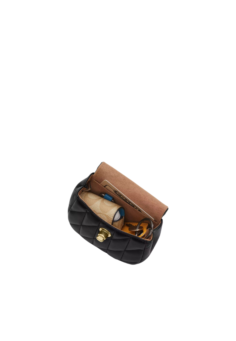 Coach Turnlock Card Case Crocodile Embossed In Black CZ425