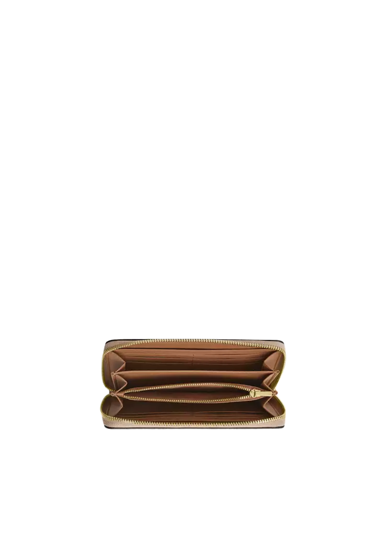 Coach Long Zip Around Wallet With Floral Print In Sand Multi Cao88