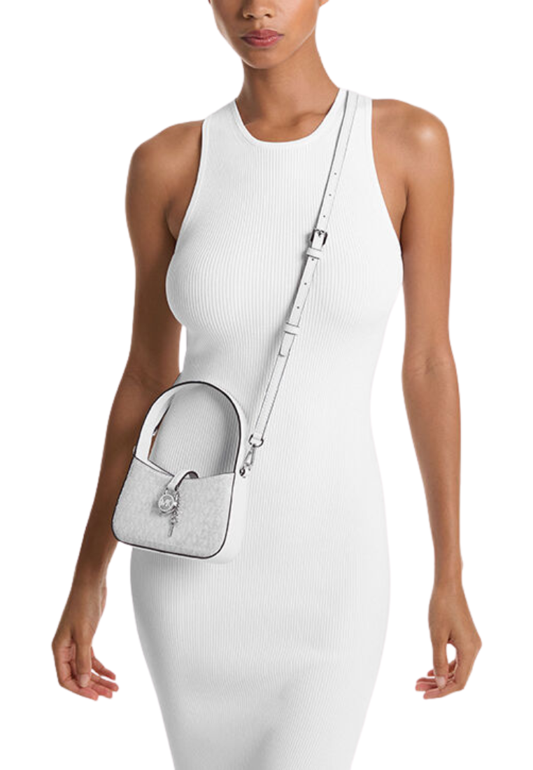 Michael Kors Lyra Extra-Small Signature Logo Crossbody Bag In Optic White 35R5S1YC0B