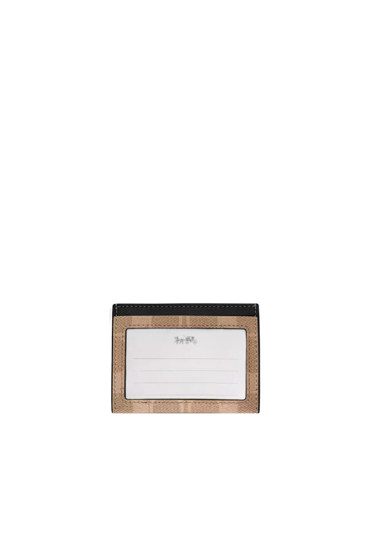 Coach Slim Id Card Case In Signature Canvas In Tan CQ031