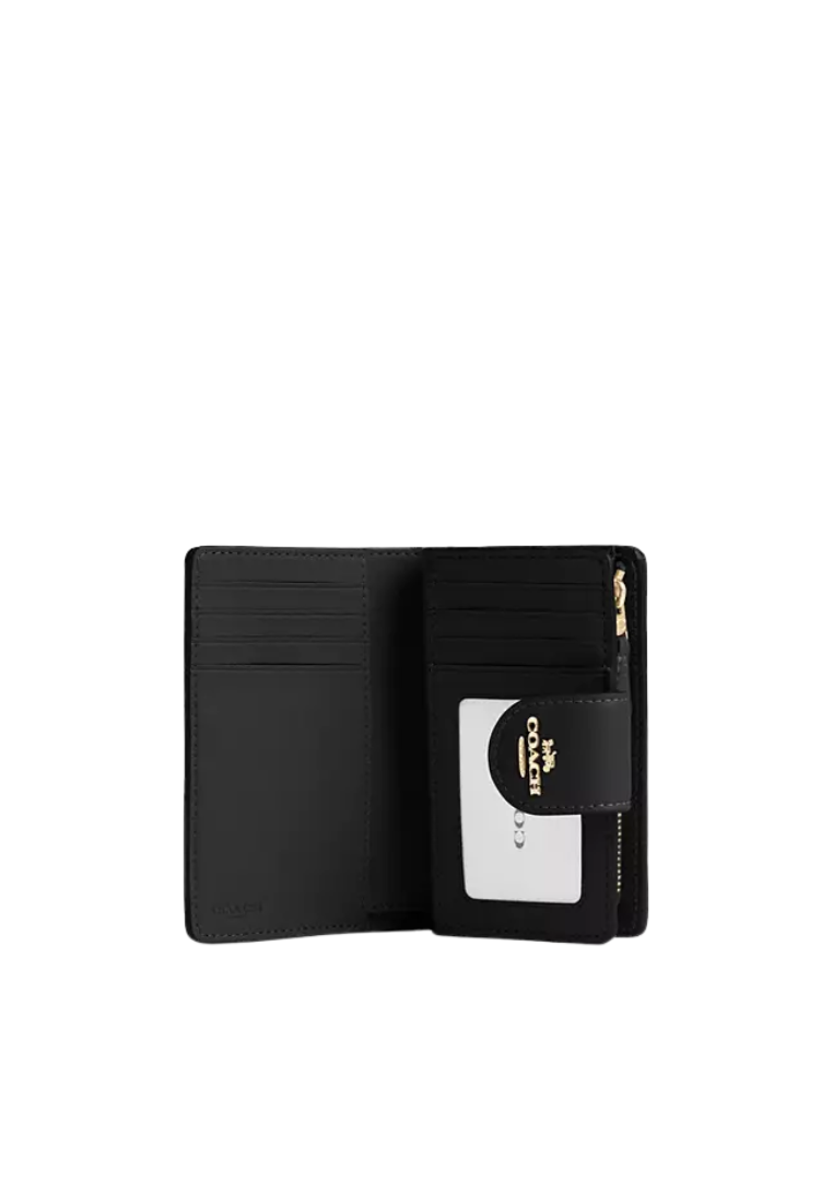 Coach Medium Corner Zip Signature Canvas Wallet In Tan Black CW786