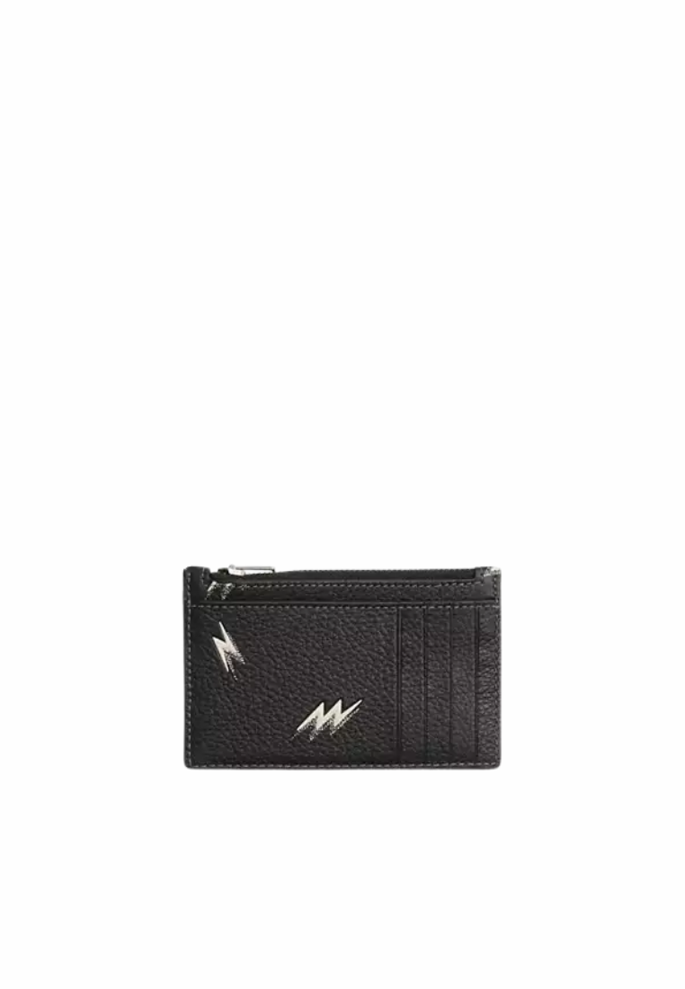 Coach Zip Card Case with Lightning Bolt Print In Black Multi CDP89