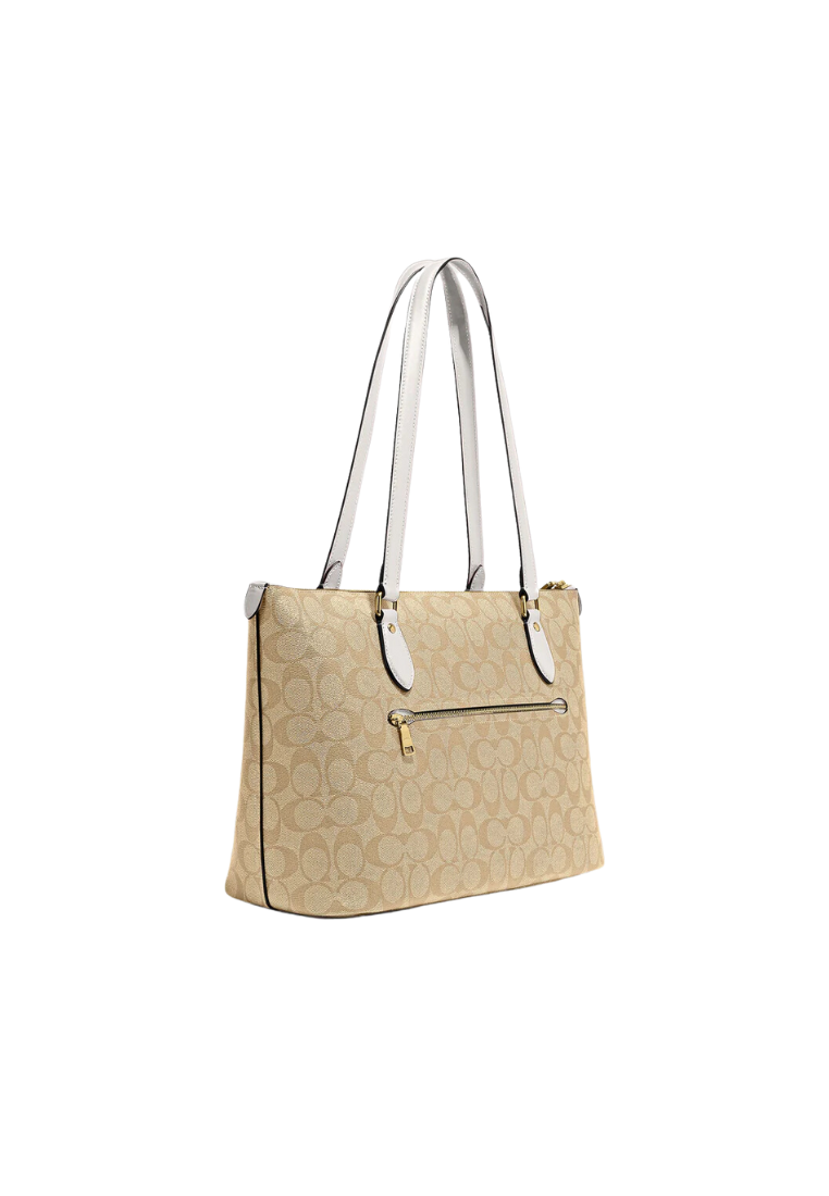 Coach Gallery Tote Bag SIgnature In Light Khaki CS187