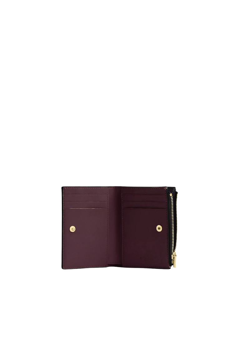 Coach Bifold Wallet Signature Canvas In Walnut Black Cw803