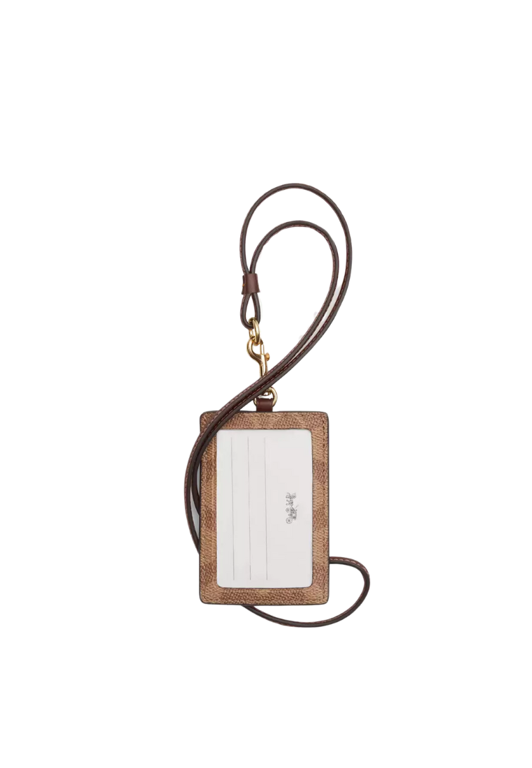 Coach Id Lanyard Signature Canvas In Tan Brown Cz285