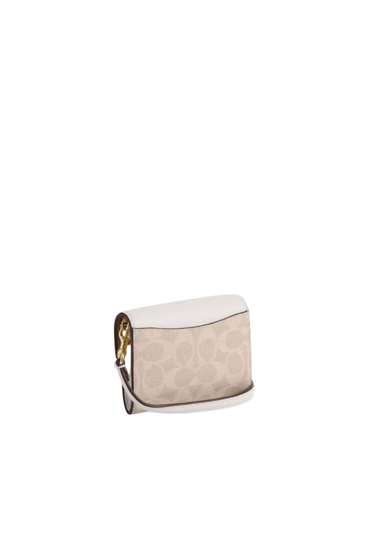 Coach Mini Envelope Wallet With Strap Signature Canvas In Sand Chalk CX162